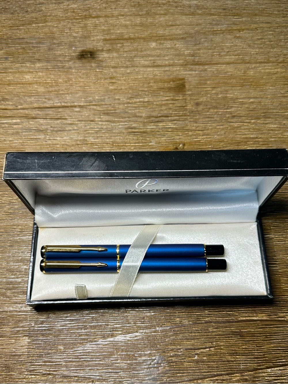 Parker Metallic Blue Pen Duo with Gold Trim